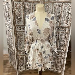 Lovestitch Floral Split Sleeve Open Back Mini Dress